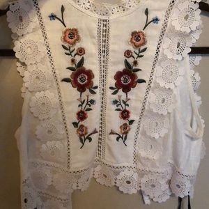 White Floral Forever 21 Sleeveless Top